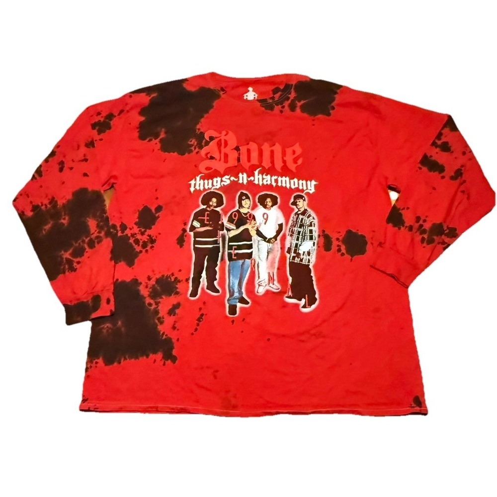 Harmony House Bone Thugs N Harmony Long Sleeves Tie Dye T Shirt  1X‎ Red/Black